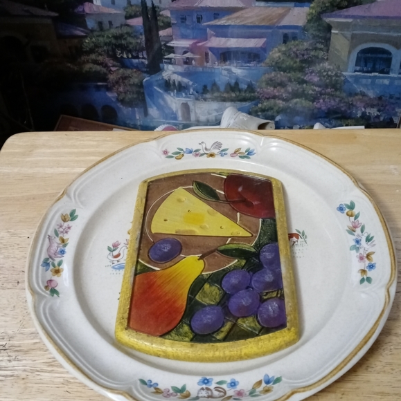 VTG International Heartland Serving 🍇 Platter&1 Clay Art Cheese Cutting Board. - Picture 3 of 16
